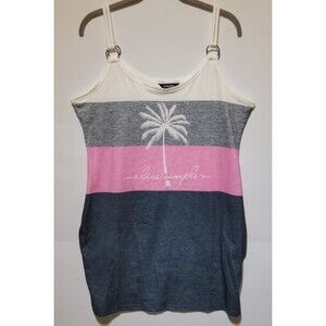 ChicMe Palm Tree 'Live Simple' Colorblock Cami Tank Top‎ - Women's Size XL